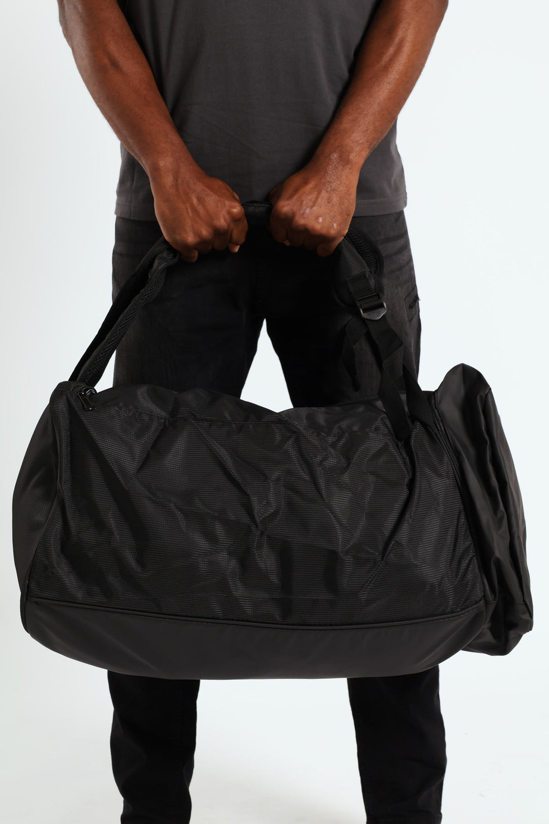 Textured Duffel Bag - Black