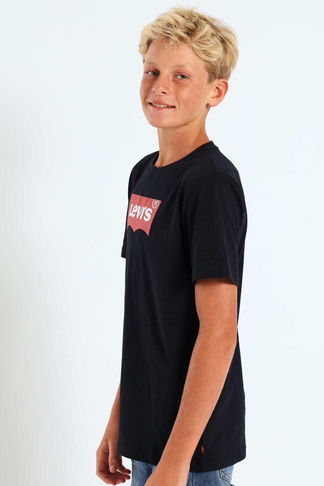 Boys Core Bat Logo Print Tee - Black