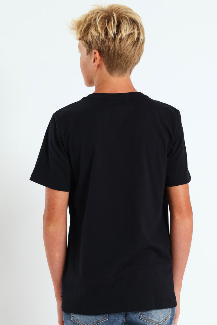 Boys Core Bat Logo Print Tee - Black