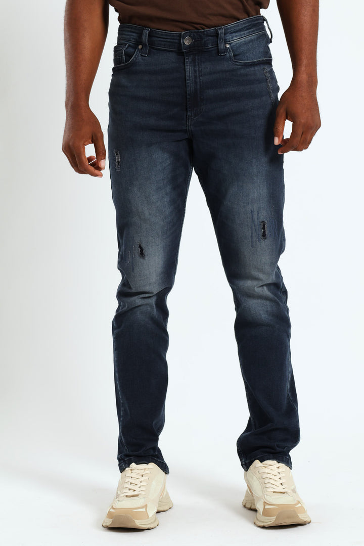 Ripped Slim Fashion Denim - Blue/Black