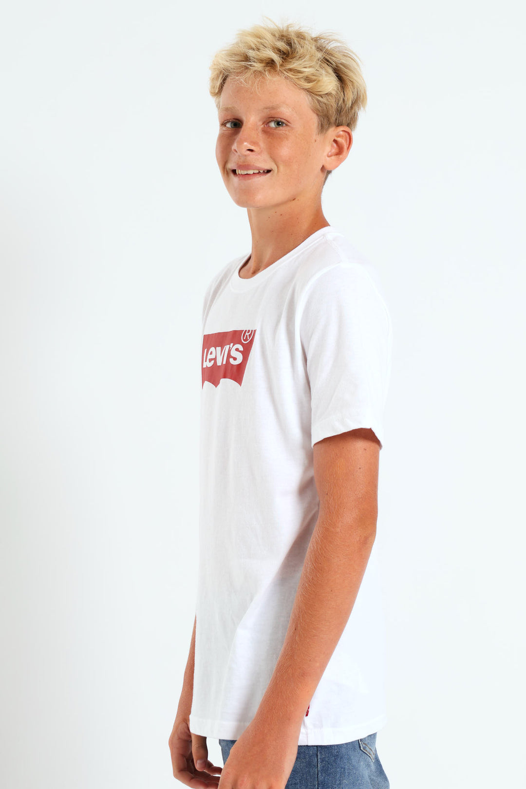 Boys Core Bat Logo Print Tee - White