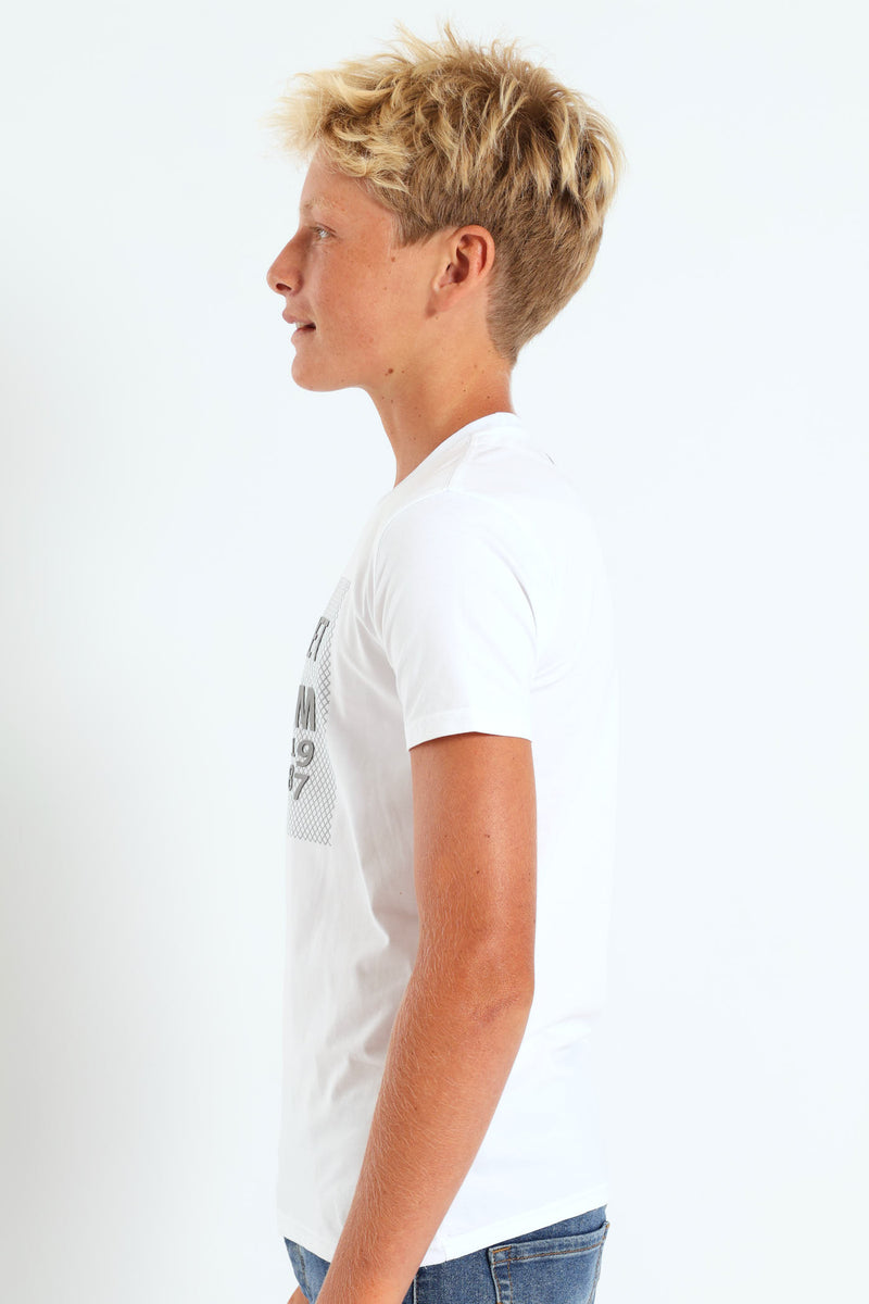 Boys Potent Crew Neck Tee - White