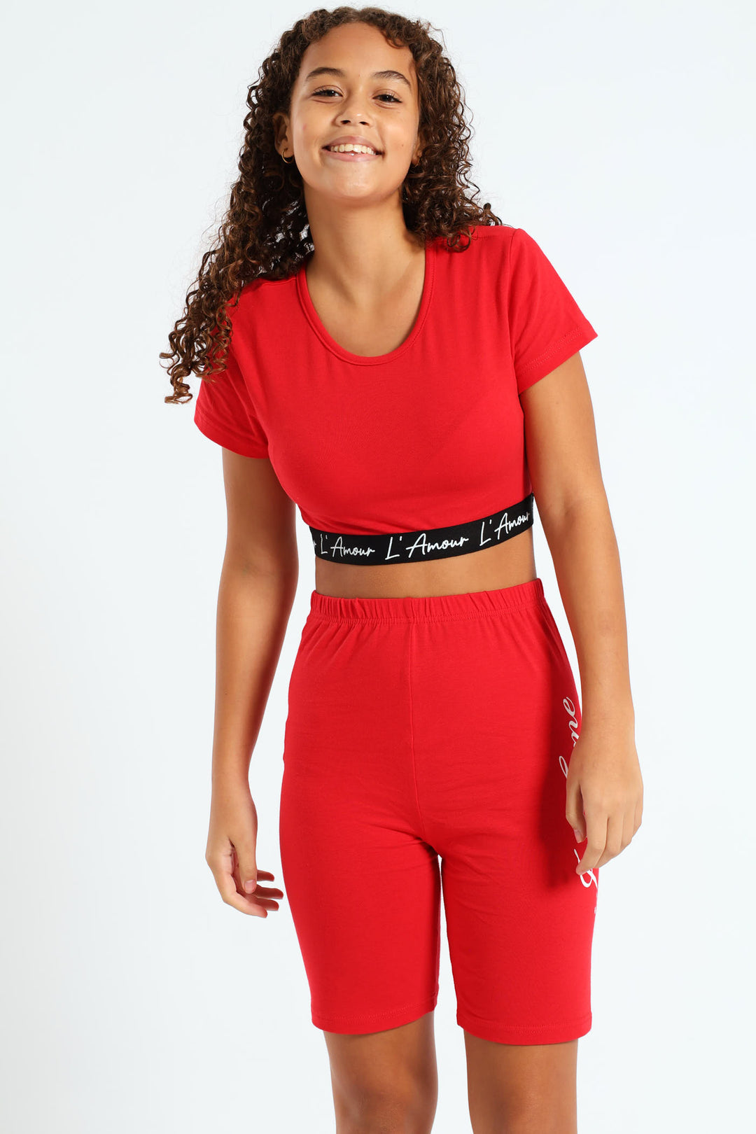 Girls Je T'aime Cycle Short - Red