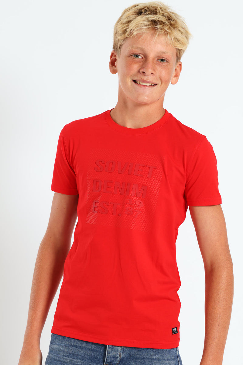 Boys Potent Crew Neck Tee - Red