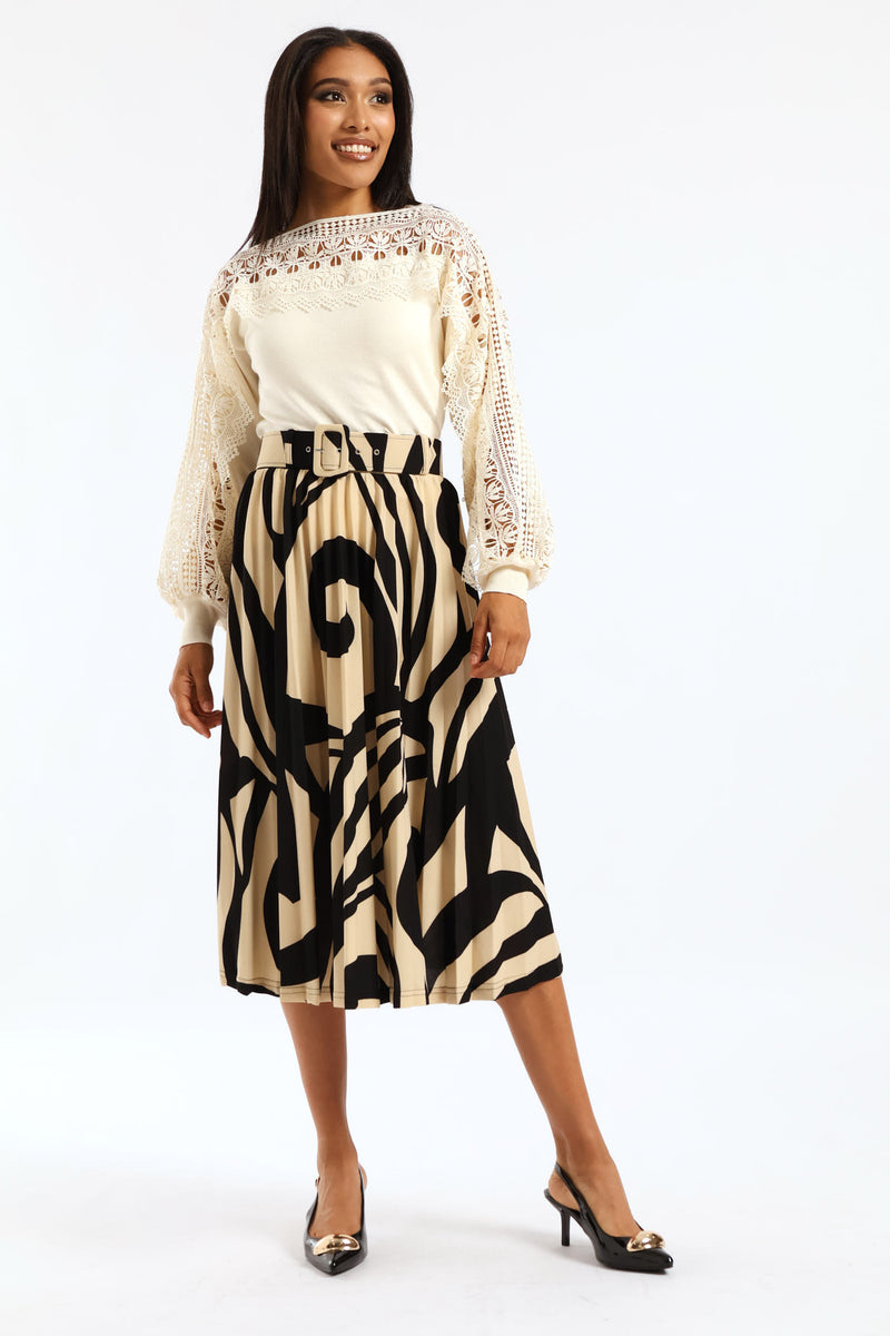 Lace Detail Knitwear - Cream