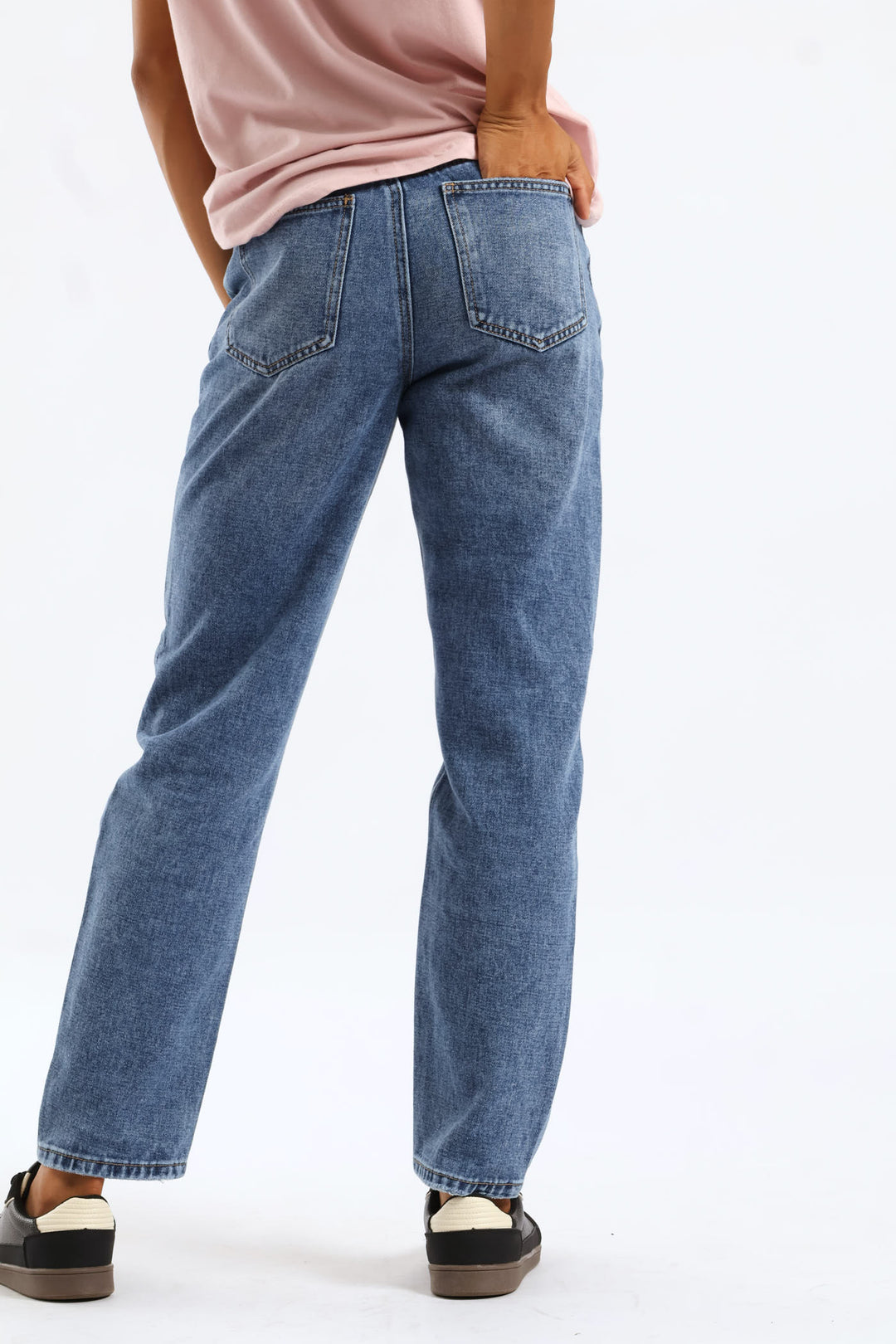 Hi-Rise Abraised Mom Jean - Dark Wash
