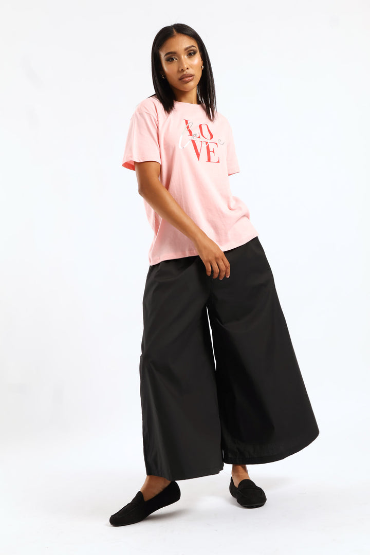 Love Slogan Foil Tee - Blush