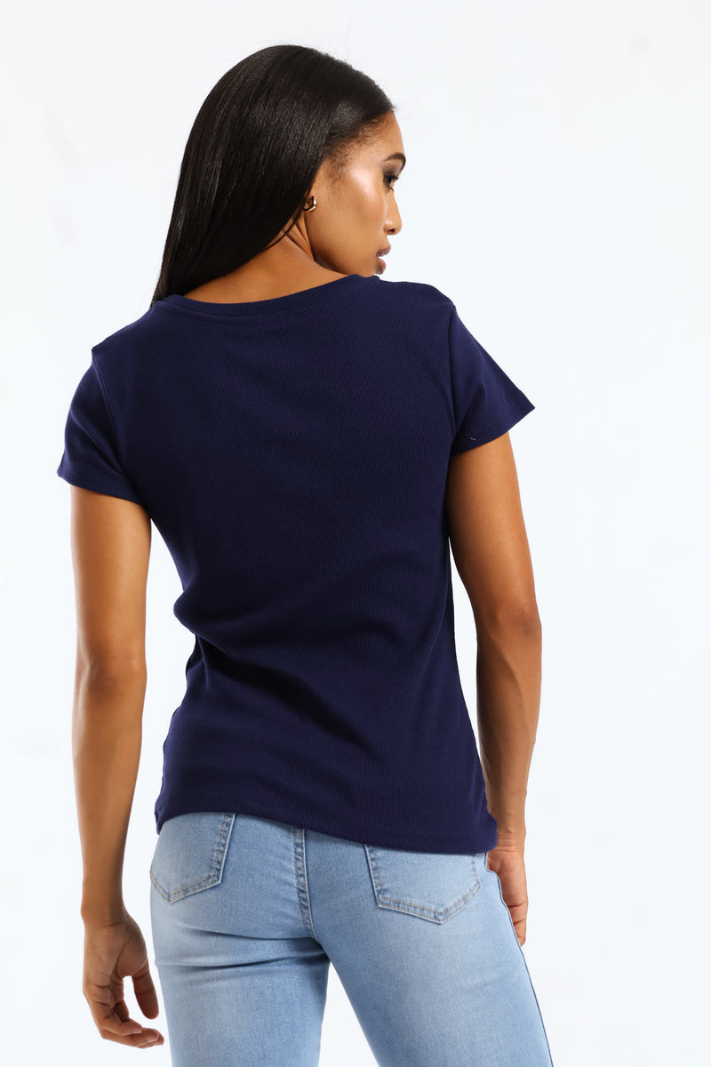 Crew Rib Fitted Tee - Navy