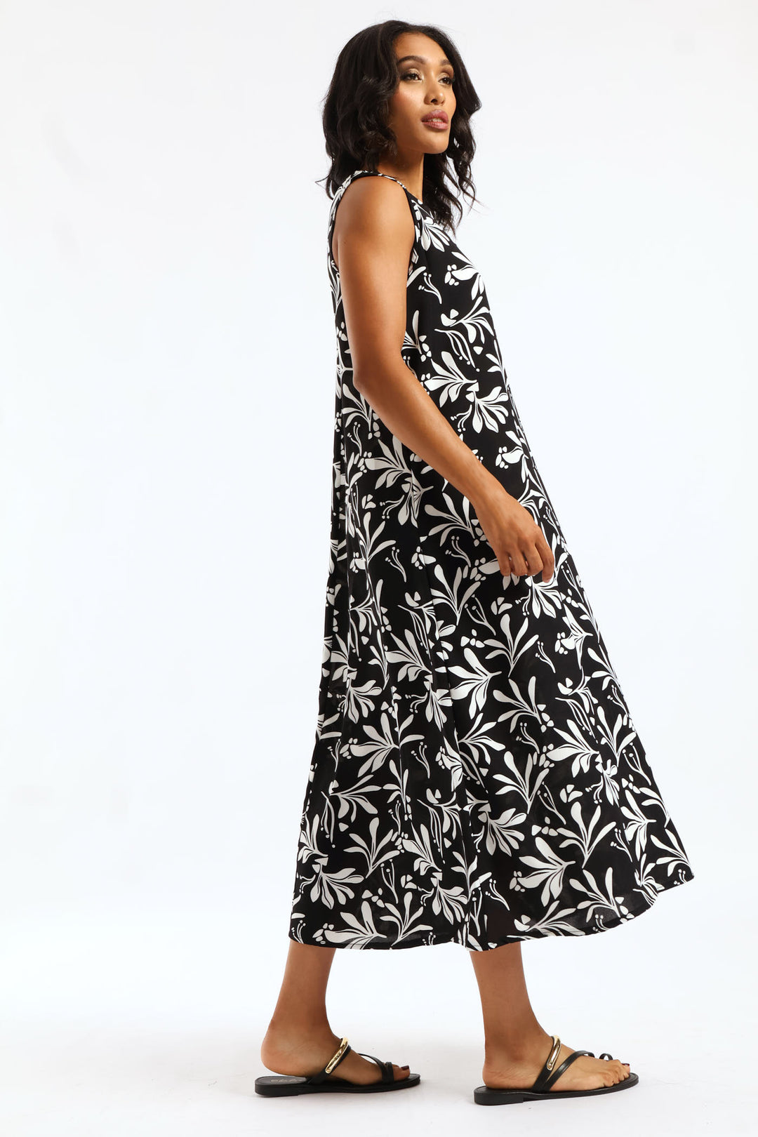 A-Line Midaxi Dress - Black/White
