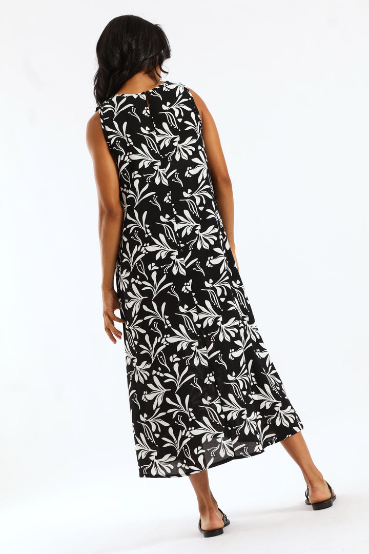 A-Line Midaxi Dress - Black/White