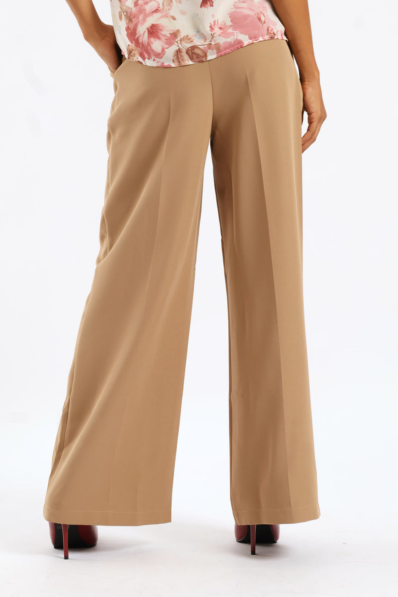 Double Pleat Wide Leg Pant - Taupe