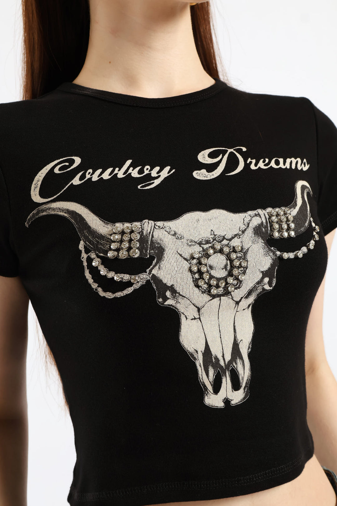 Regular Short Sleeve Logo Baby Tee - Black