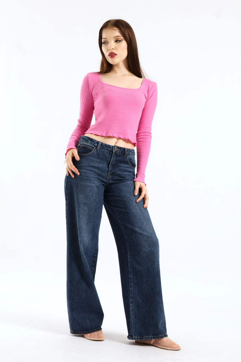 Long Sleeve Knit Shirt - Pink