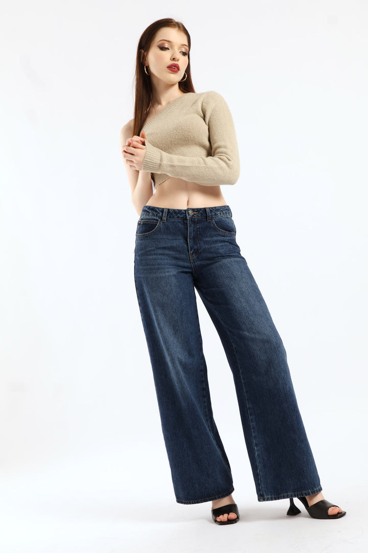 One Shoulder Cropped Sweater - Oatmeal