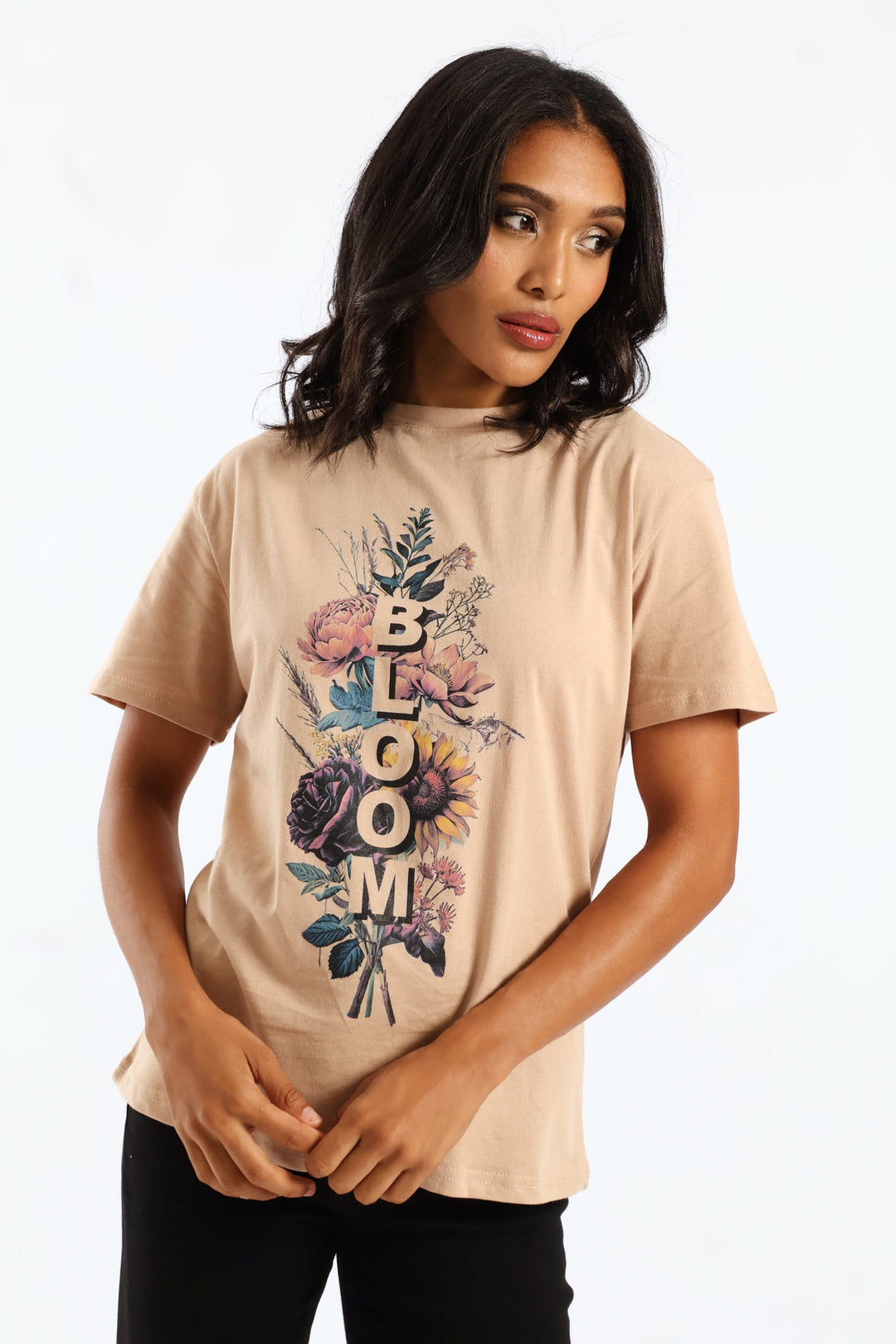 Bloom Autumn Bouquet Tee - Light Taupe