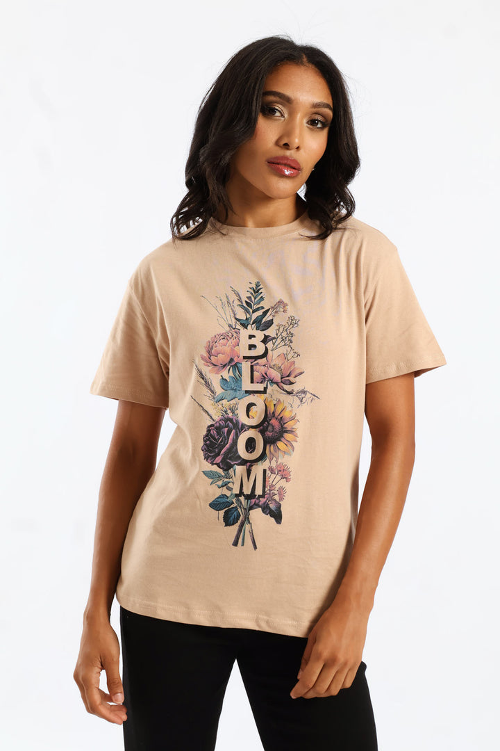 Bloom Autumn Bouquet Tee - Light Taupe