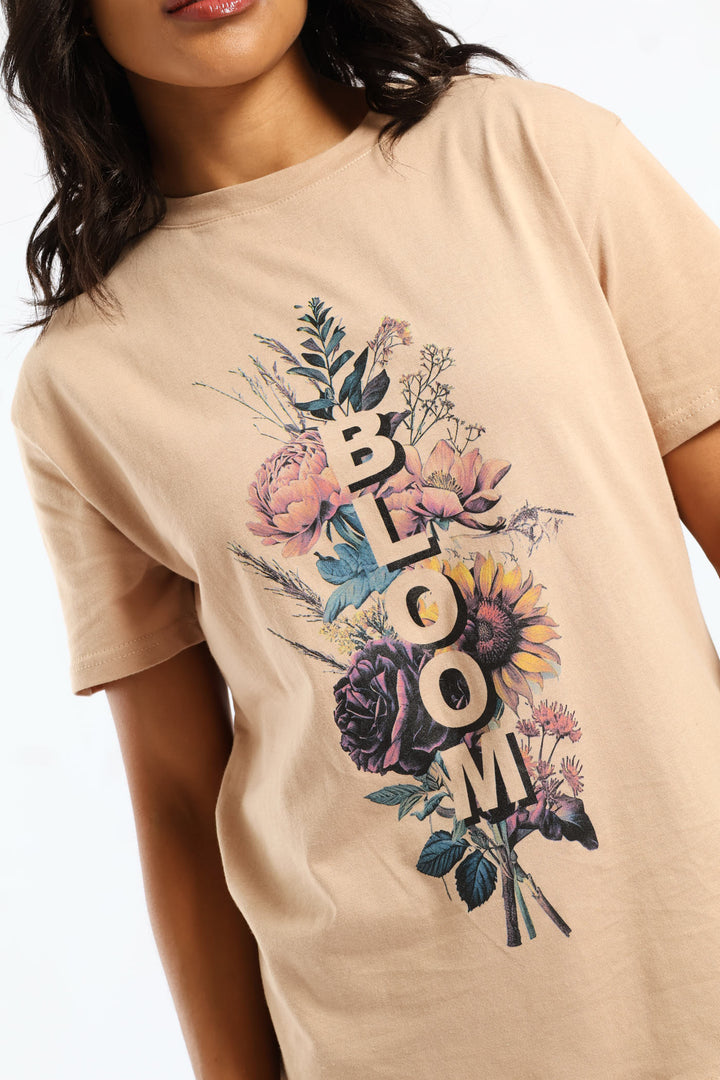 Bloom Autumn Bouquet Tee - Light Taupe
