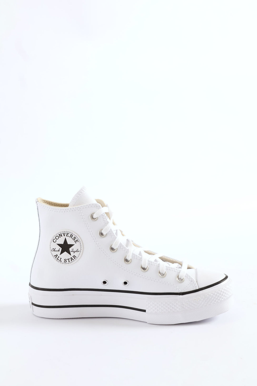 Chuck Taylor All Star Platform Leather Hitop Sneaker - White/Black