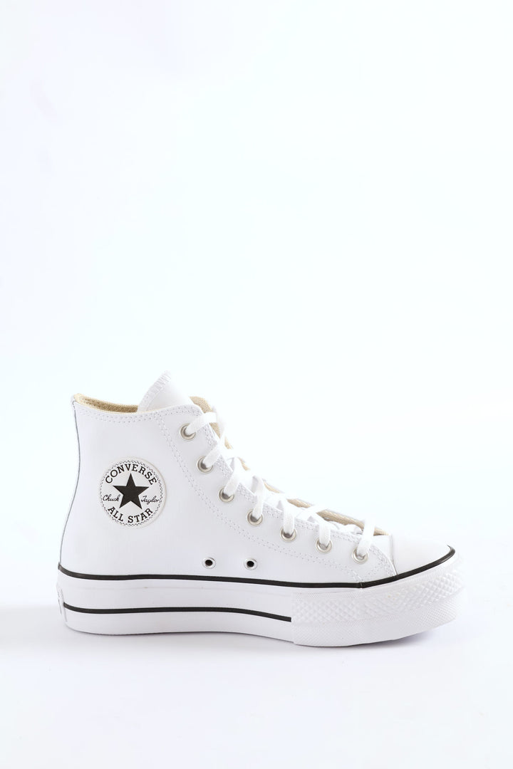Chuck Taylor All Star Platform Leather Hitop Sneaker - White/Black