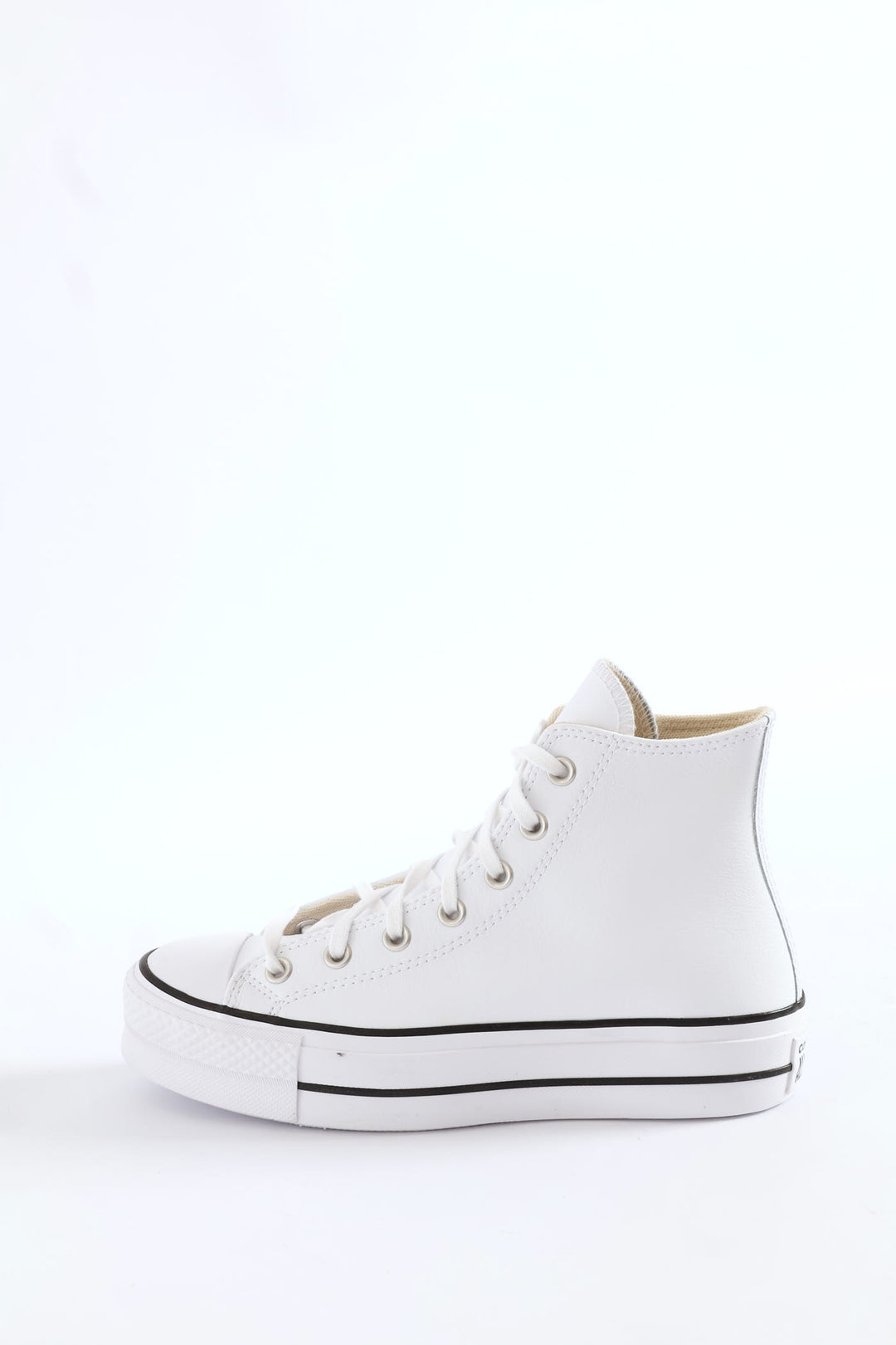 Chuck Taylor All Star Platform Leather Hitop Sneaker - White/Black