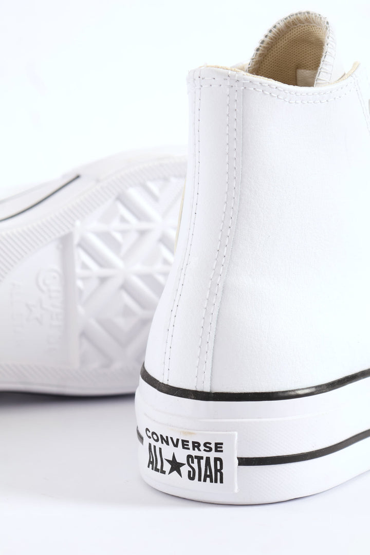 Chuck Taylor All Star Platform Leather Hitop Sneaker - White/Black