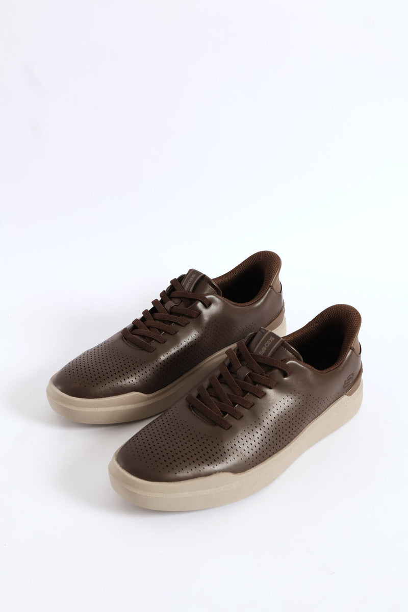 Owen Perforated Bungee Lace Sneaker - Chocolate
