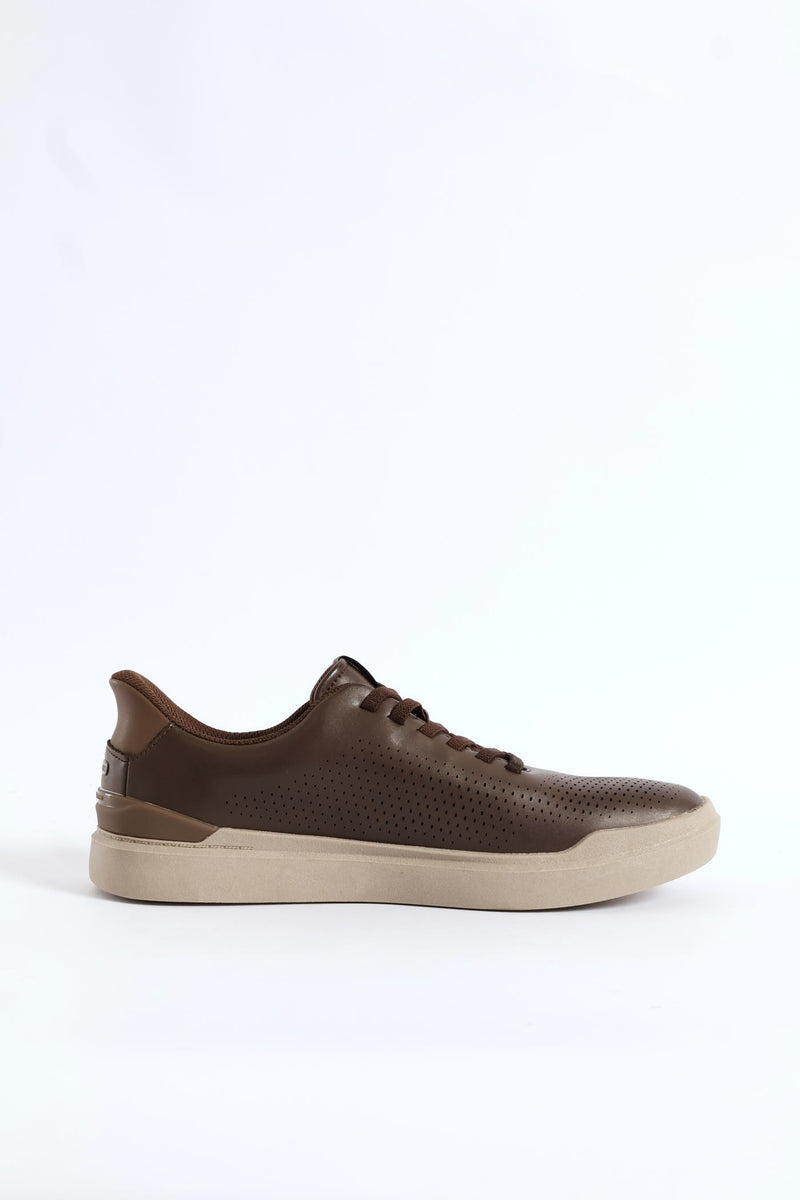 Owen Perforated Bungee Lace Sneaker - Chocolate