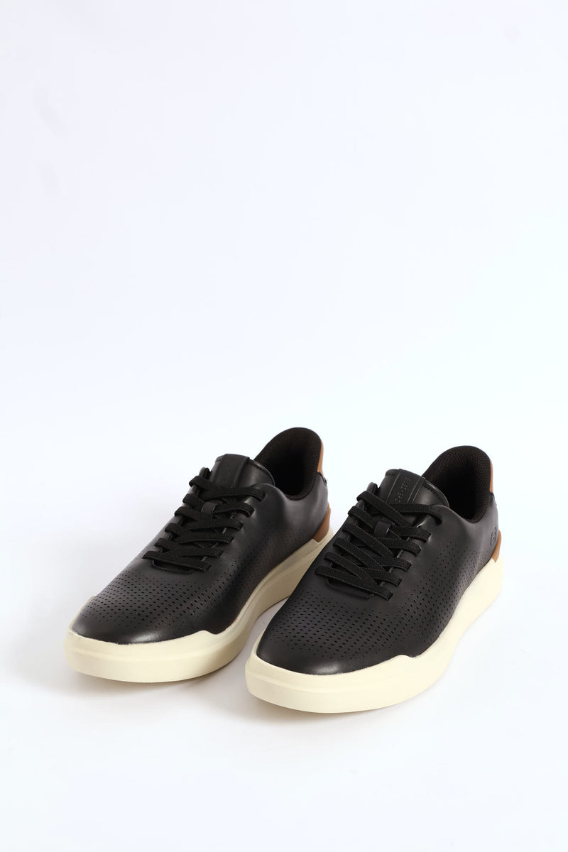 Owen Perforated Bungee Lace Sneaker - Black
