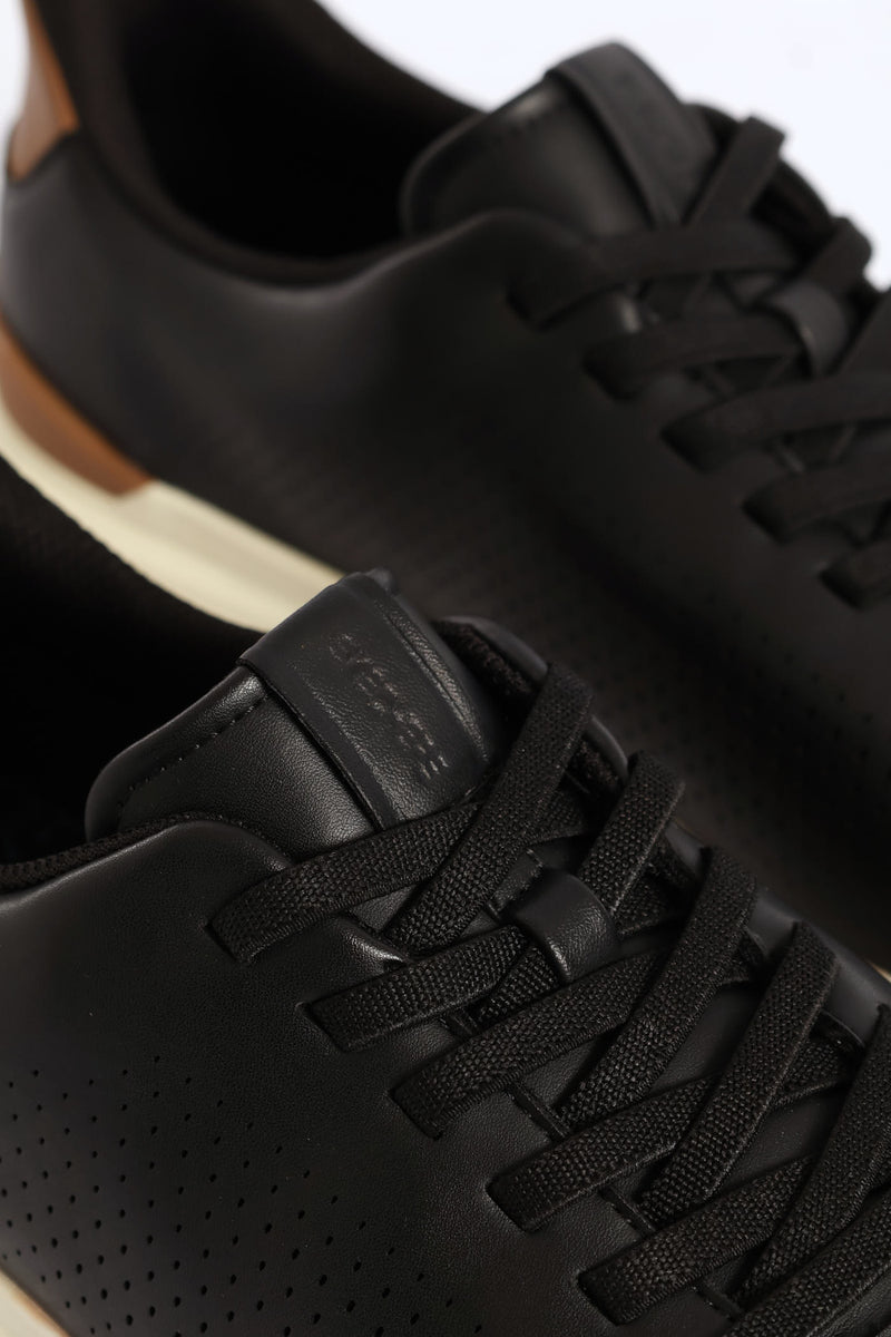 Owen Perforated Bungee Lace Sneaker - Black