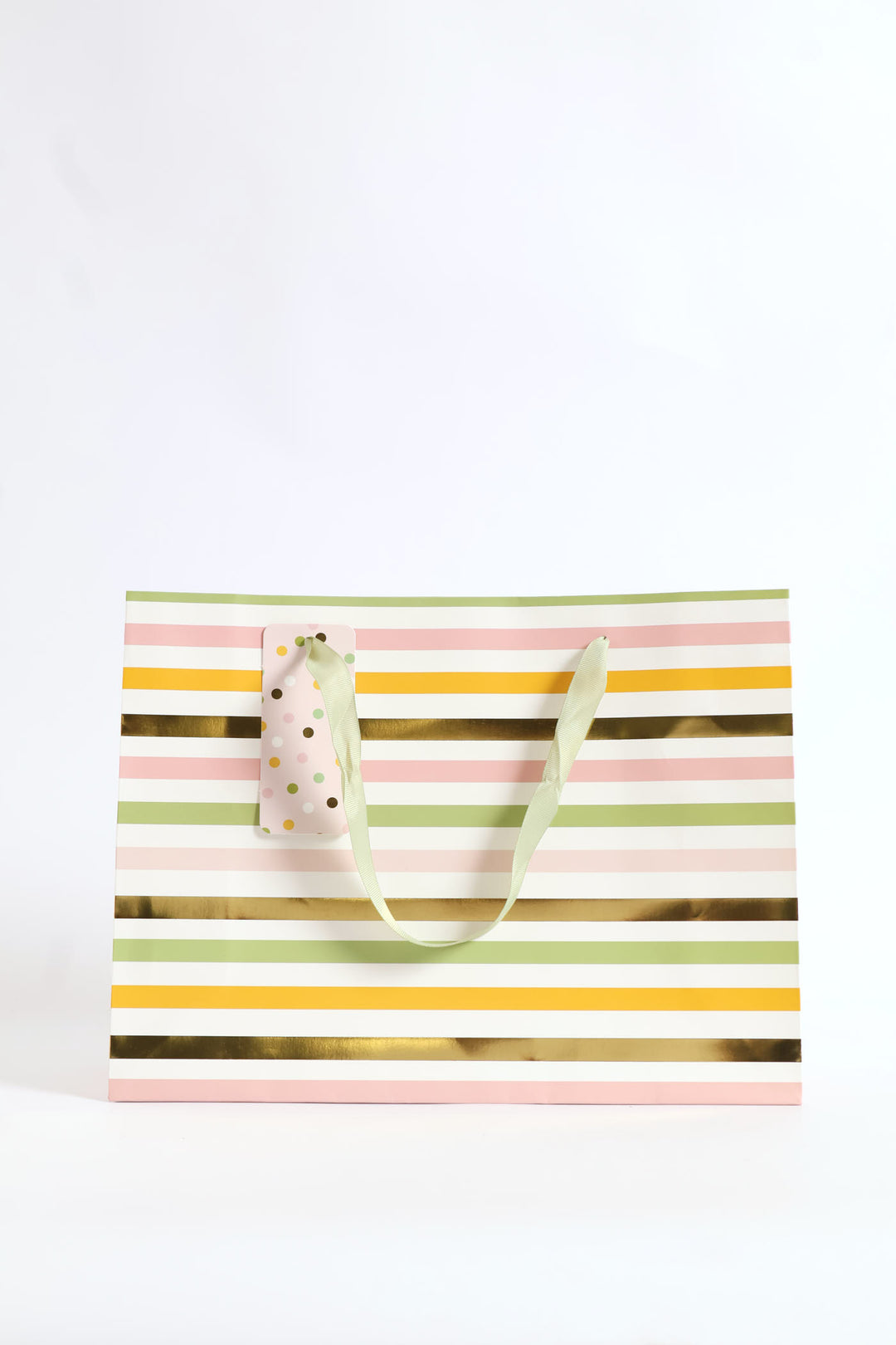 Stripe & Polka Dot Gold Foil Gift Bag Large - Multi