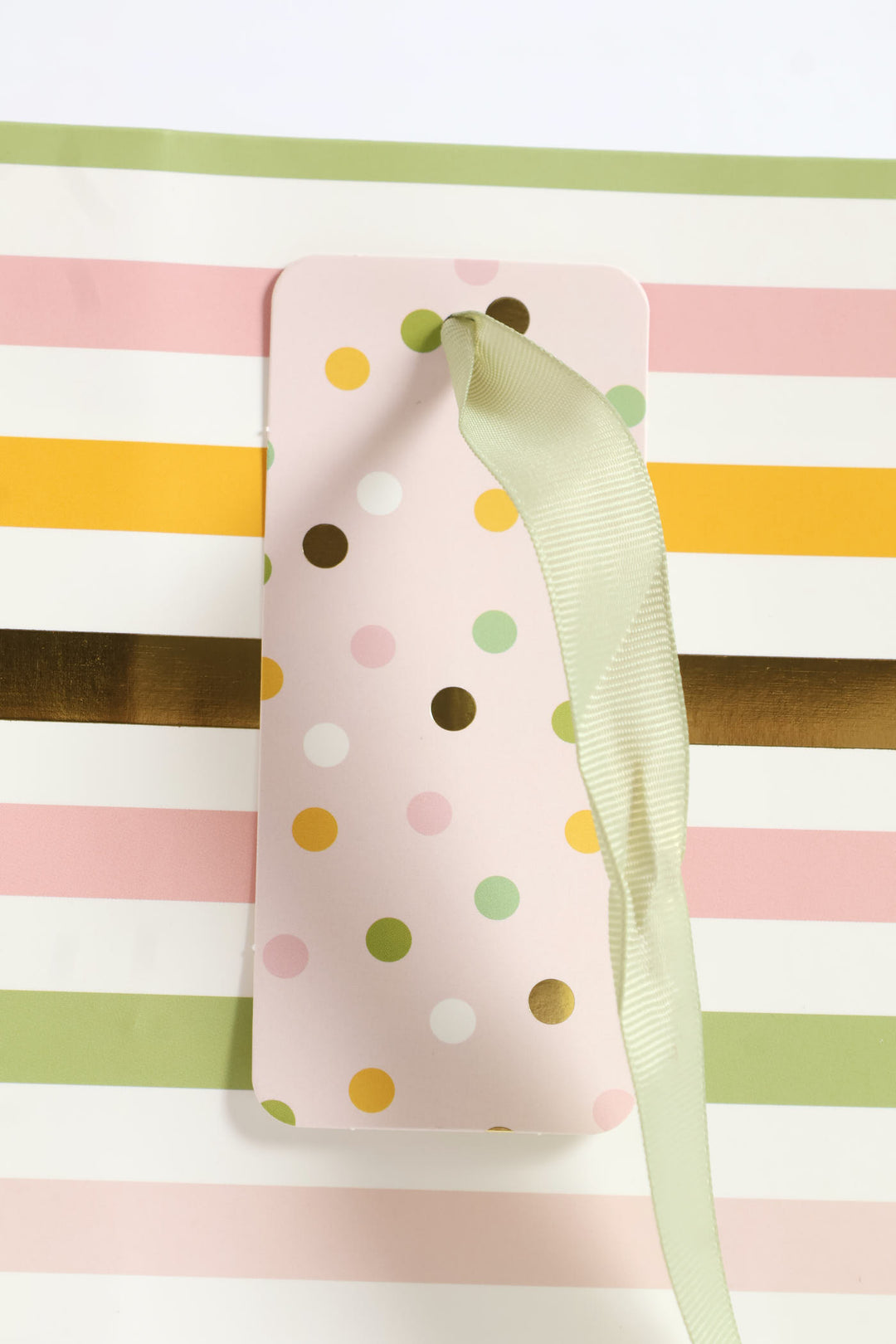 Stripe & Polka Dot Gold Foil Gift Bag Large - Multi