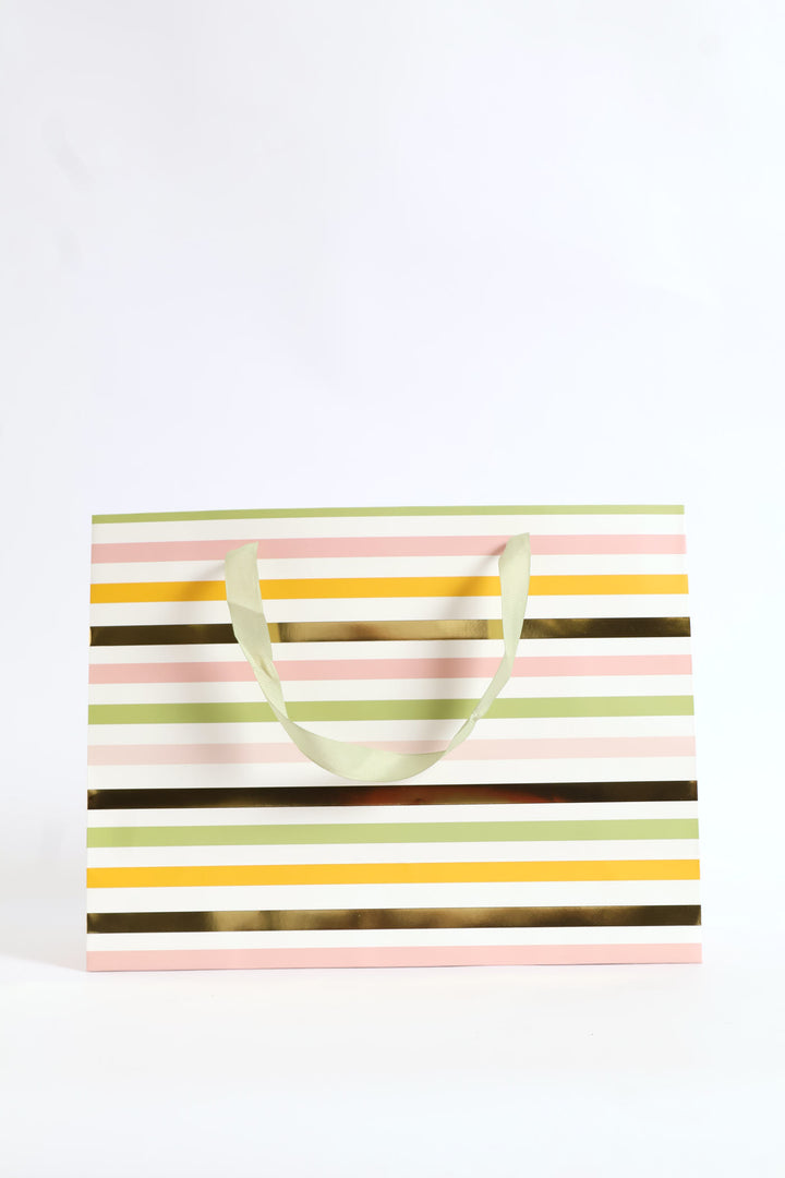 Stripe & Polka Dot Gold Foil Gift Bag Large - Multi
