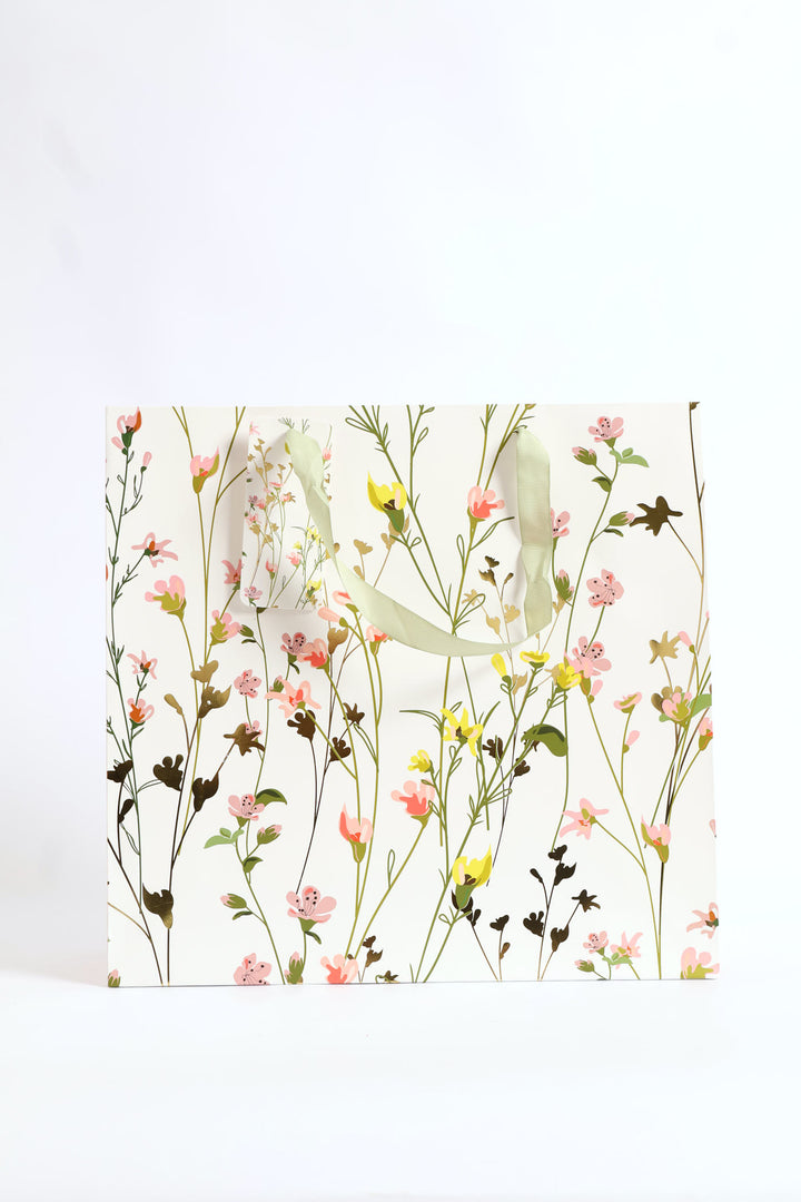 Floral Gold Foil Gift Bag Medium - Multi