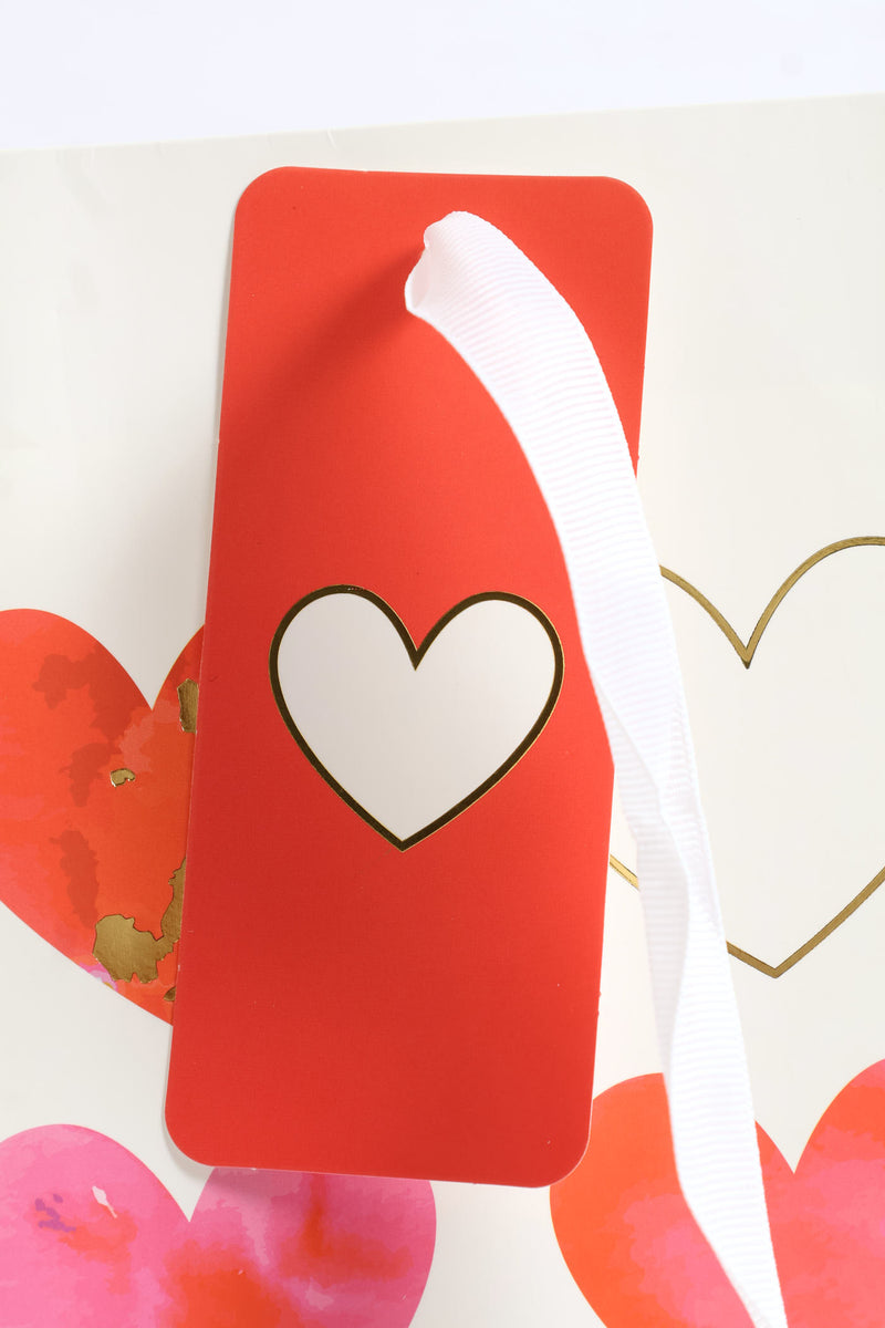 Water Colour Heart Gift Bag Large - White