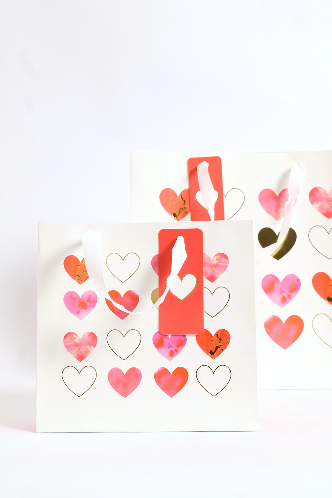 Water Colour Heart Gift Bag Medium - White