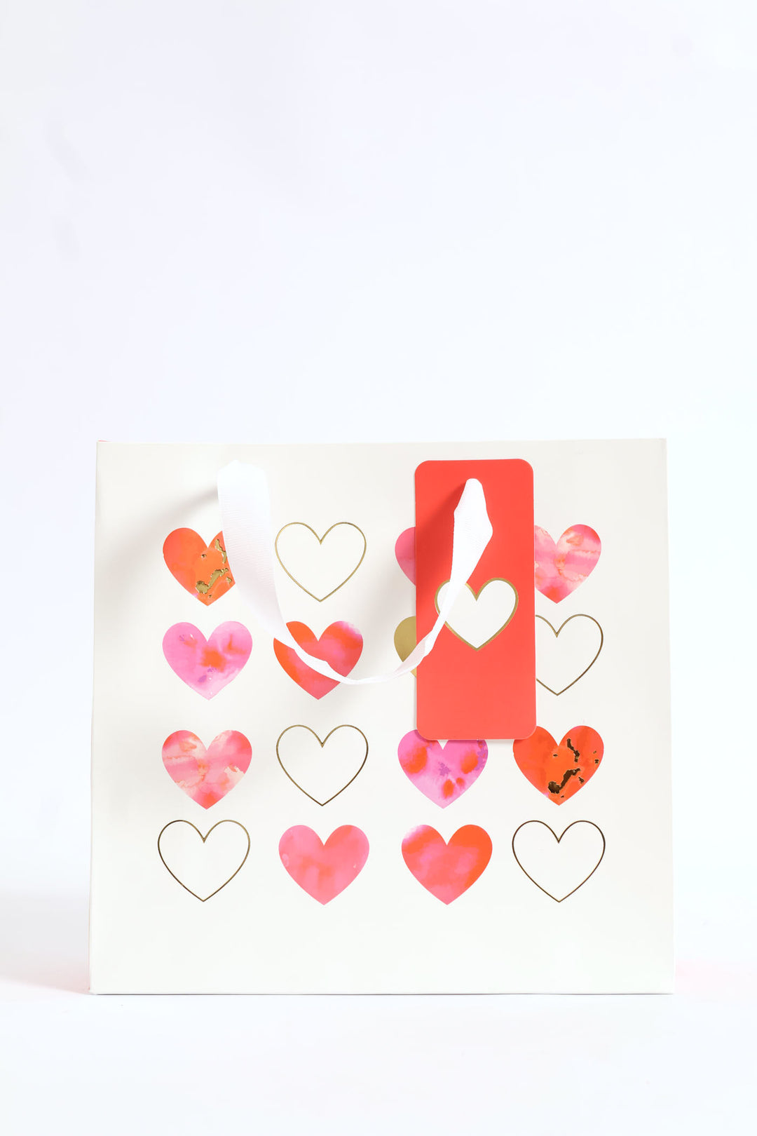 Water Colour Heart Gift Bag Medium - White