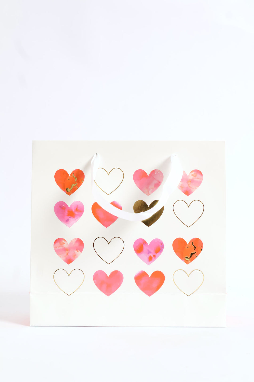 Water Colour Heart Gift Bag Medium - White