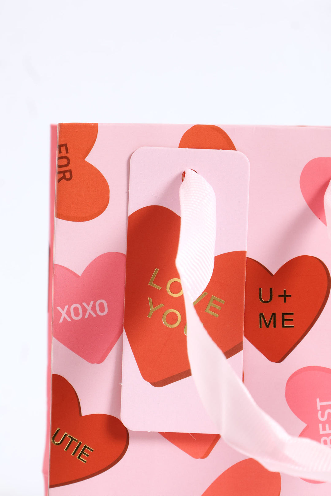 Love you Heart Print Gift Bag Small - Pink