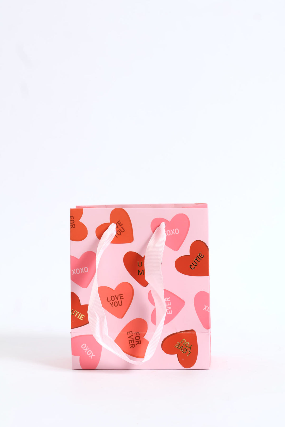 Love you Heart Print Gift Bag Small - Pink
