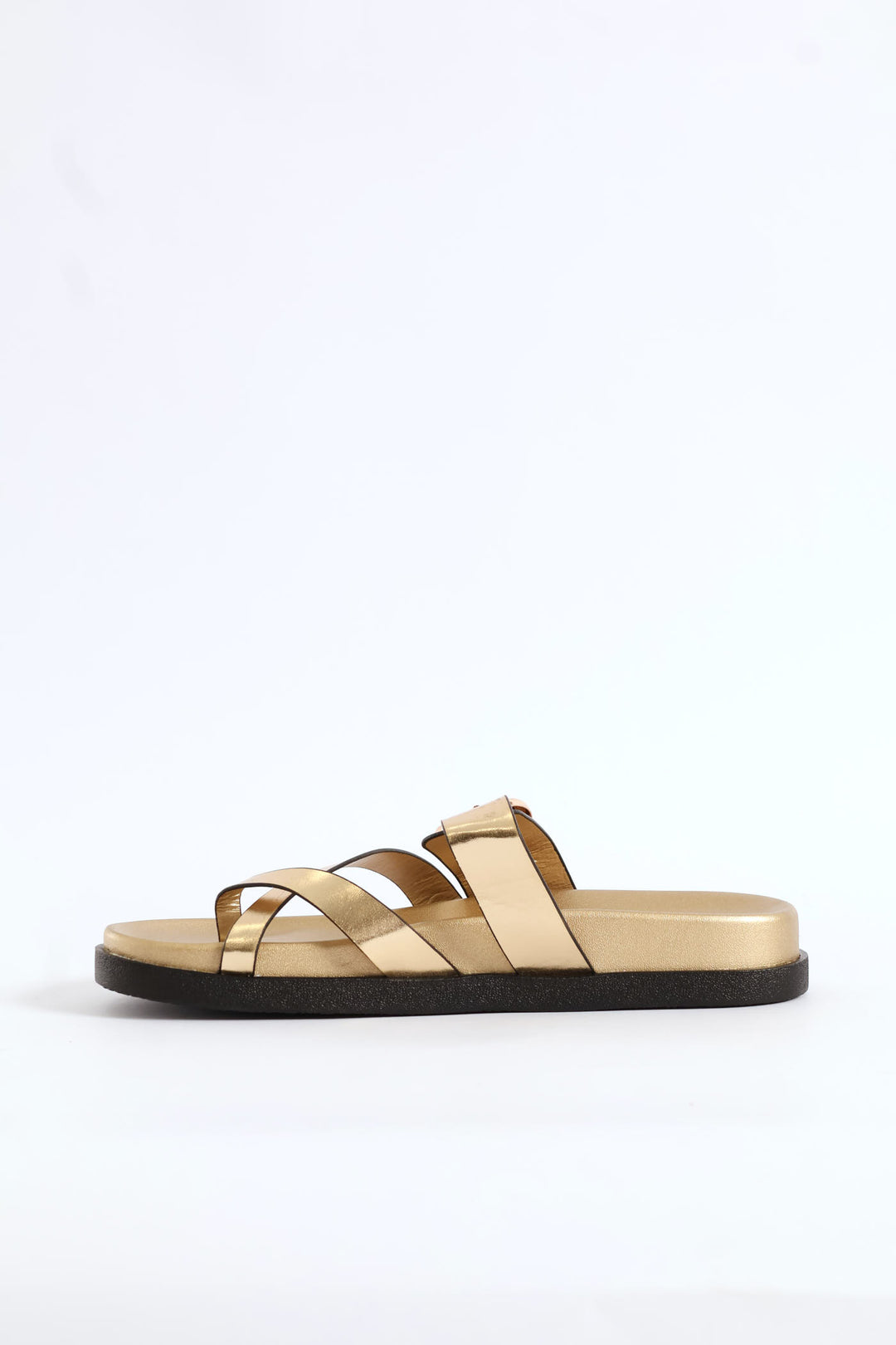 Buckle Detail Toe Post Comfort Sandal - Gold