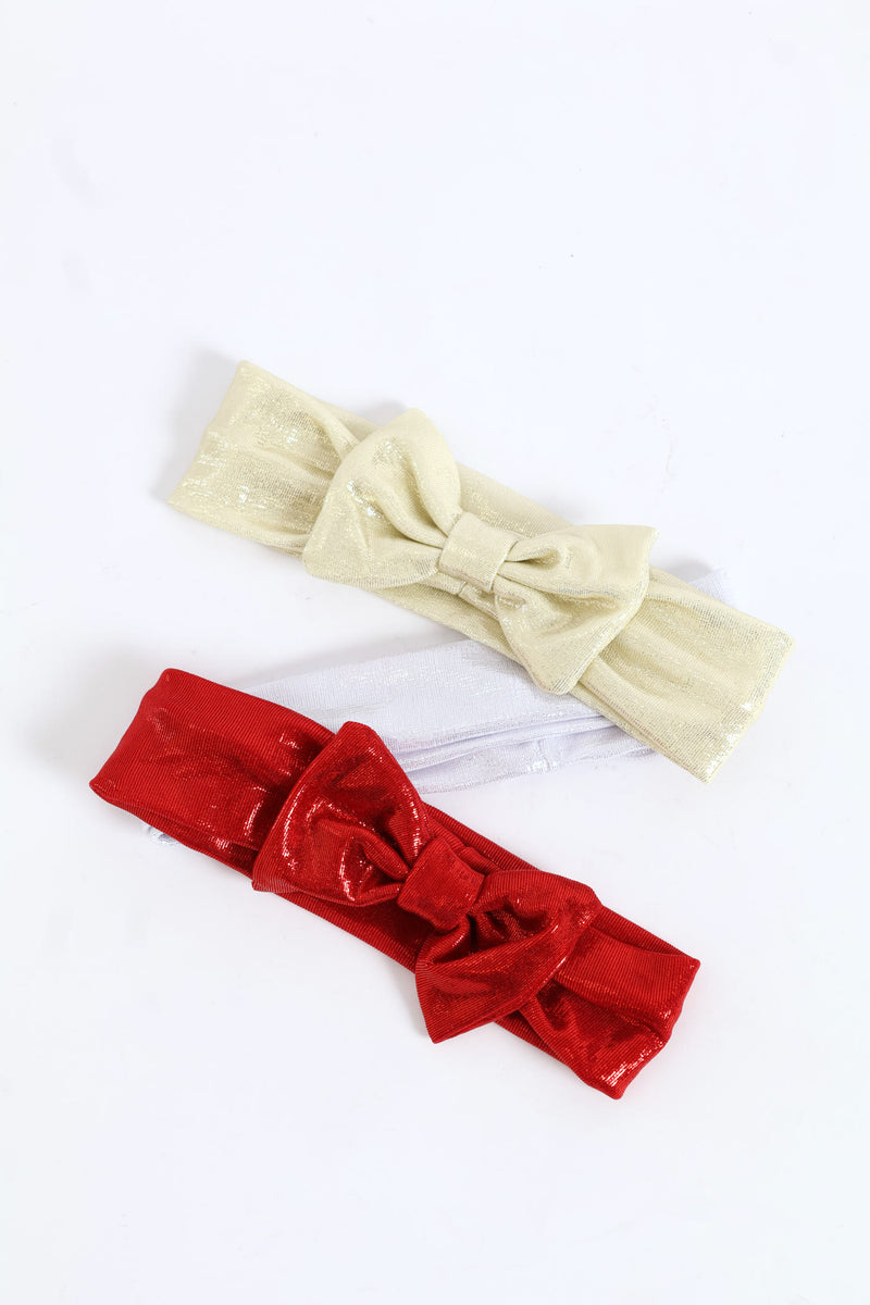 Baby Girls 3 Pack Bows Headband - Cream/White/Red