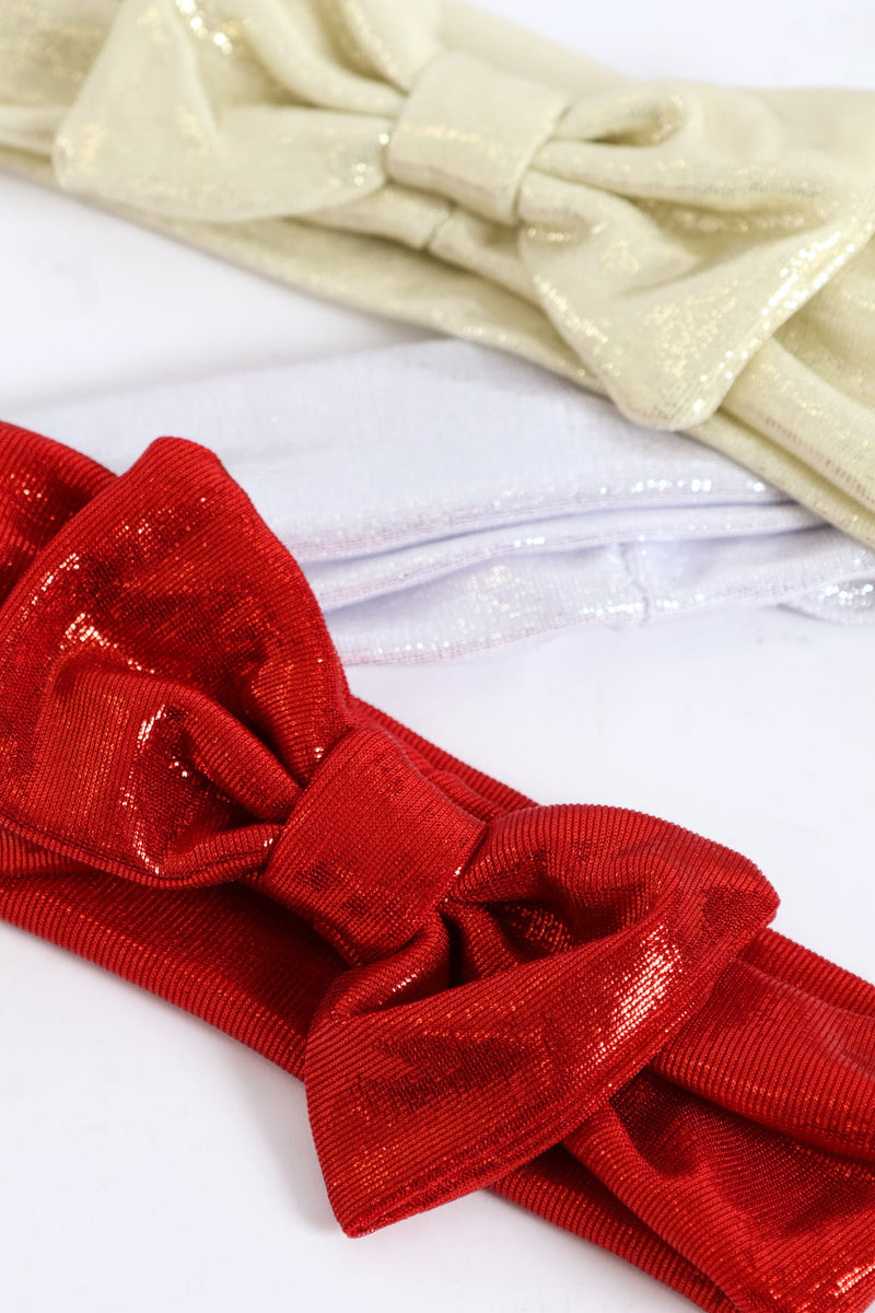 Baby Girls 3 Pack Bows Headband - Cream/White/Red