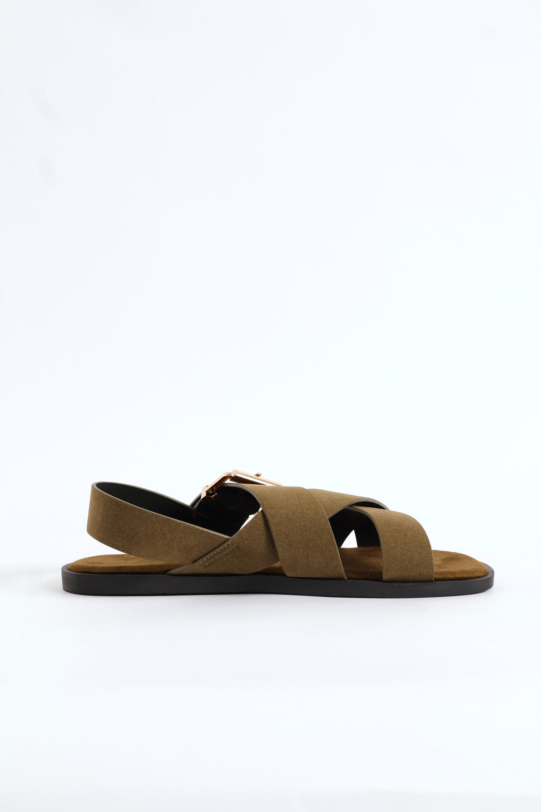 Buckle Detail Slingback Sandal - Olive