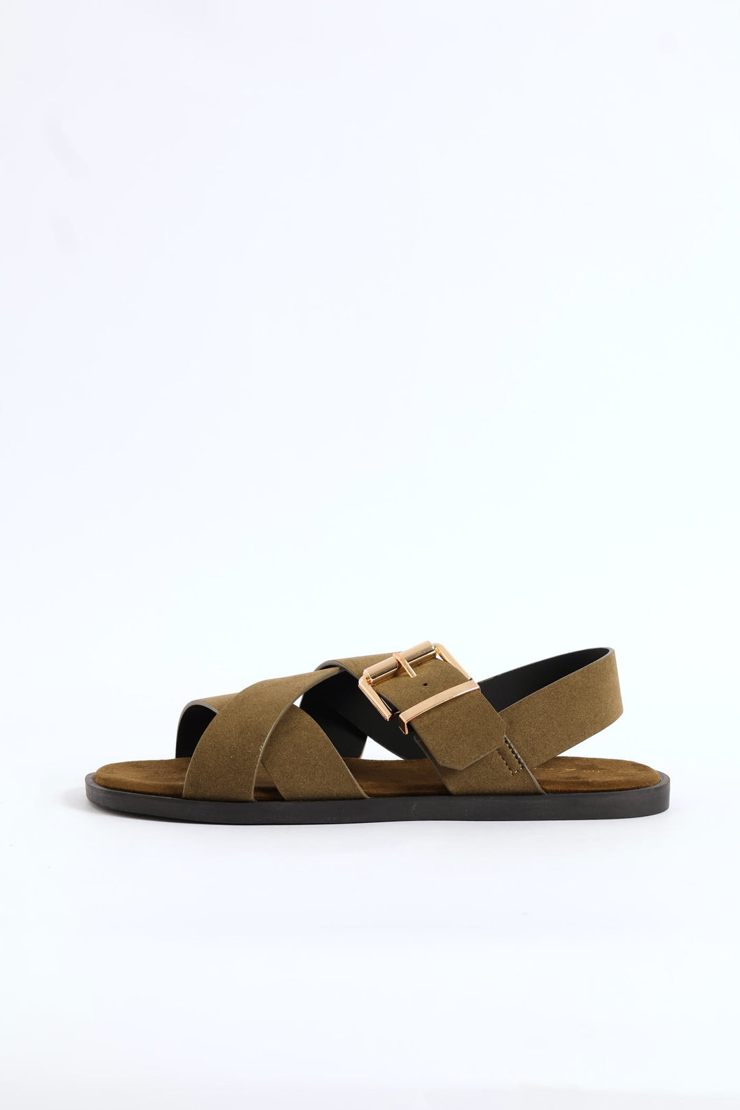 Buckle Detail Slingback Sandal - Olive