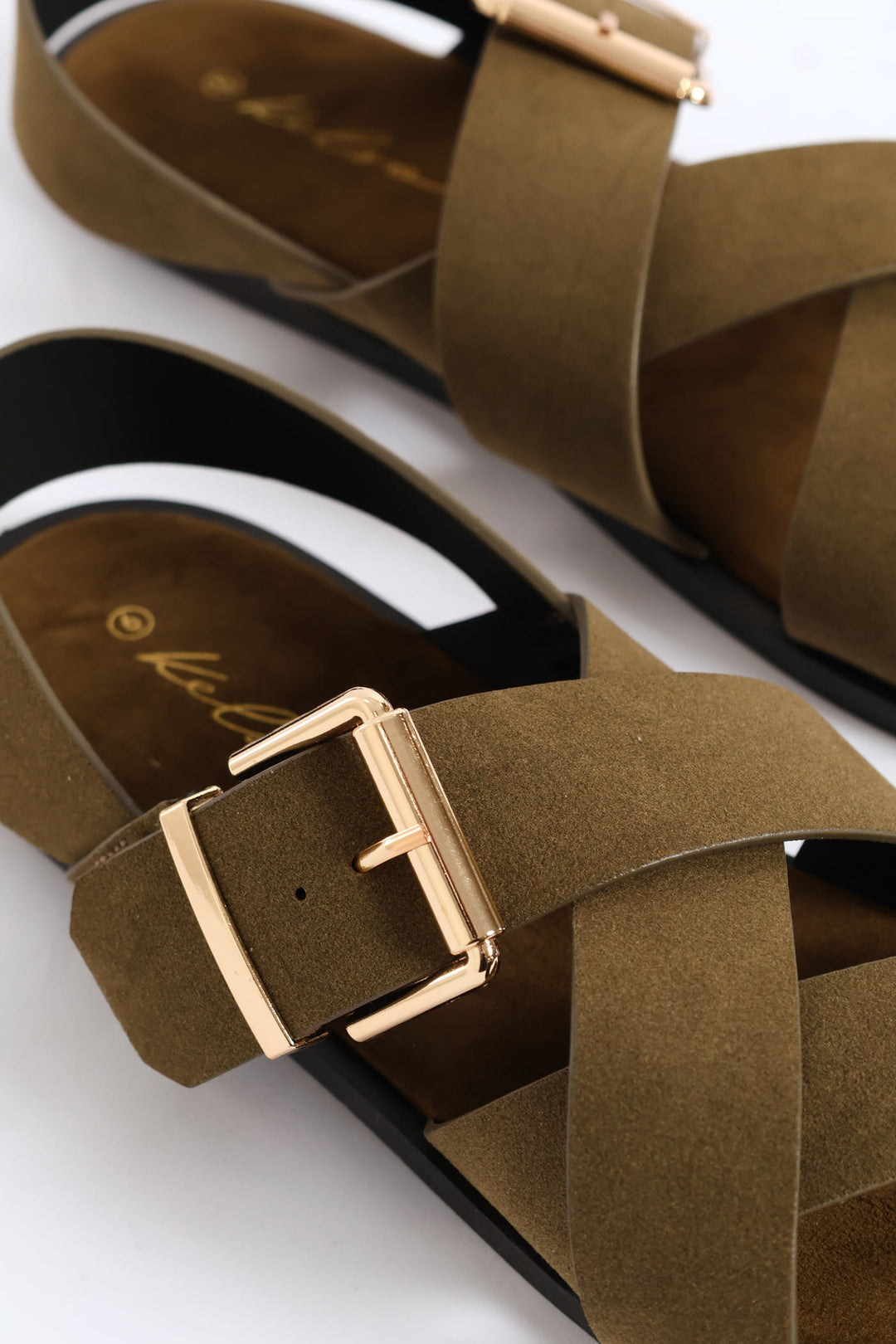 Buckle Detail Slingback Sandal - Olive