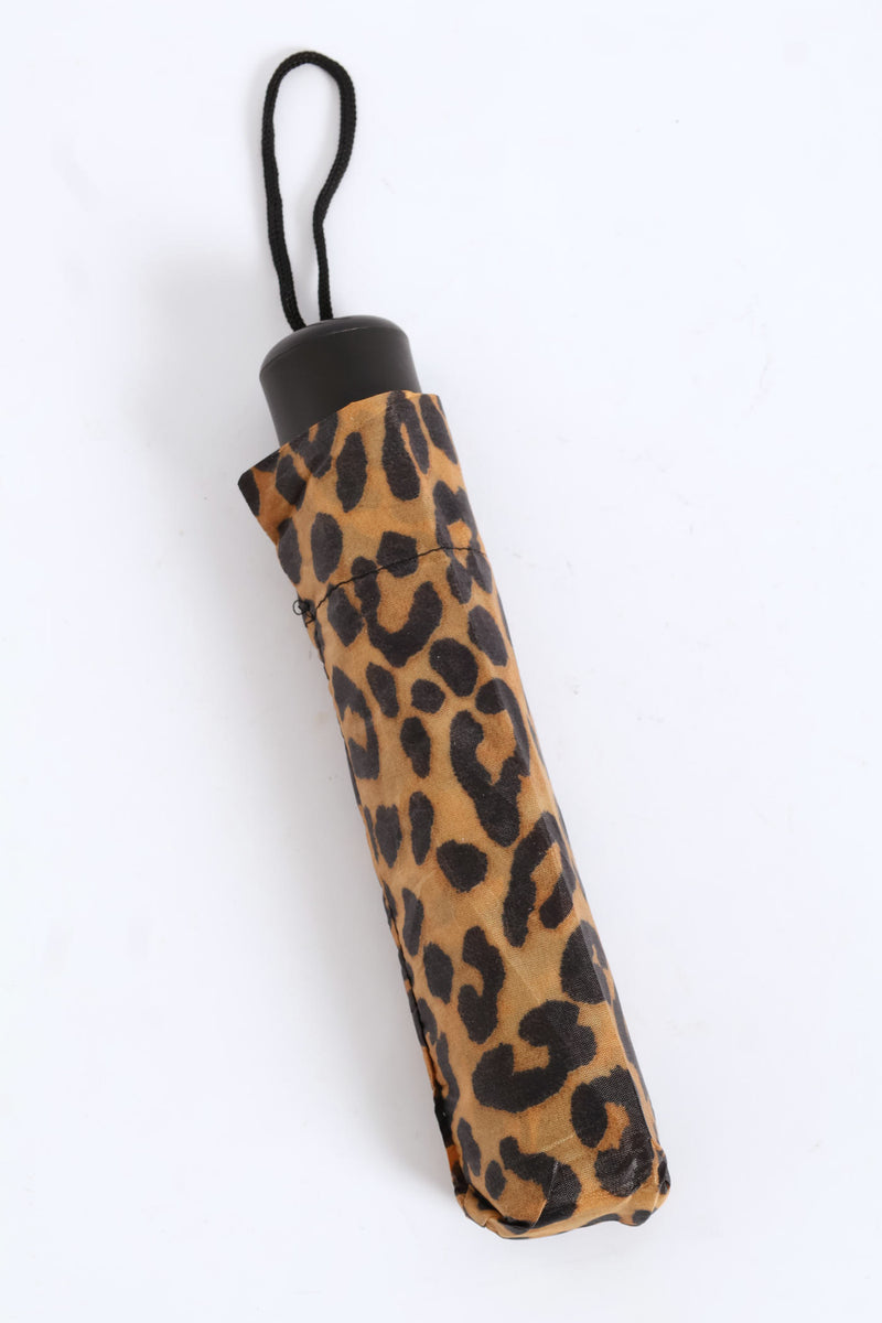 Mini 3 Fold Leopard Print Umbrella - Animal