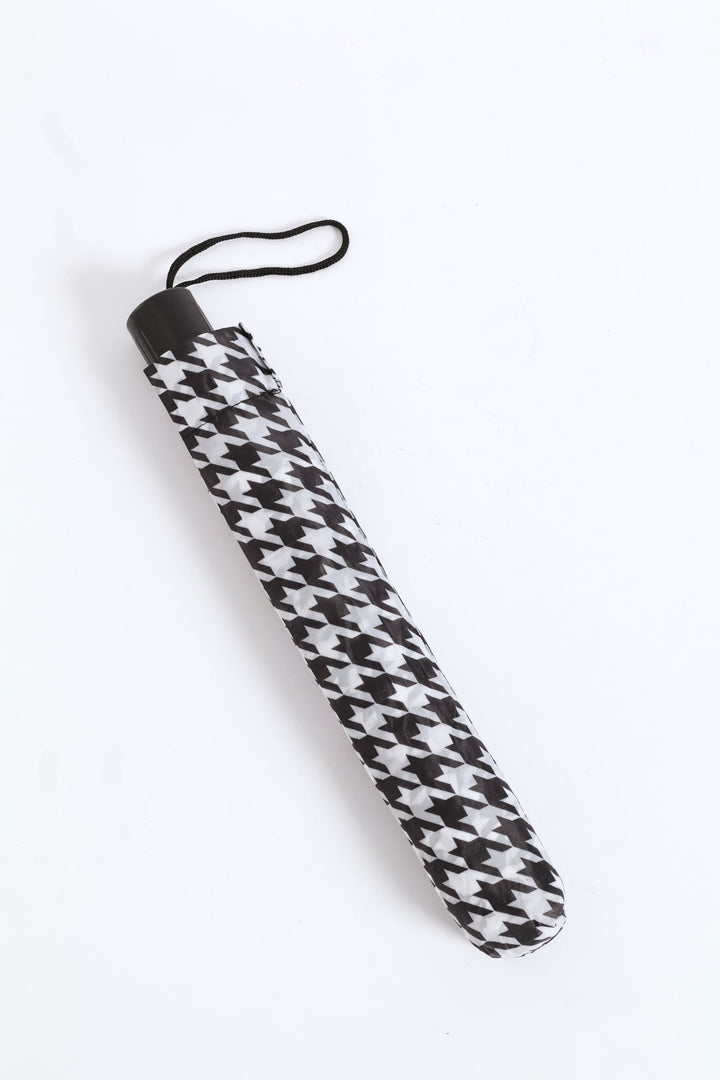 Mini 2 Fold Petal Print Umbrella - Black/White
