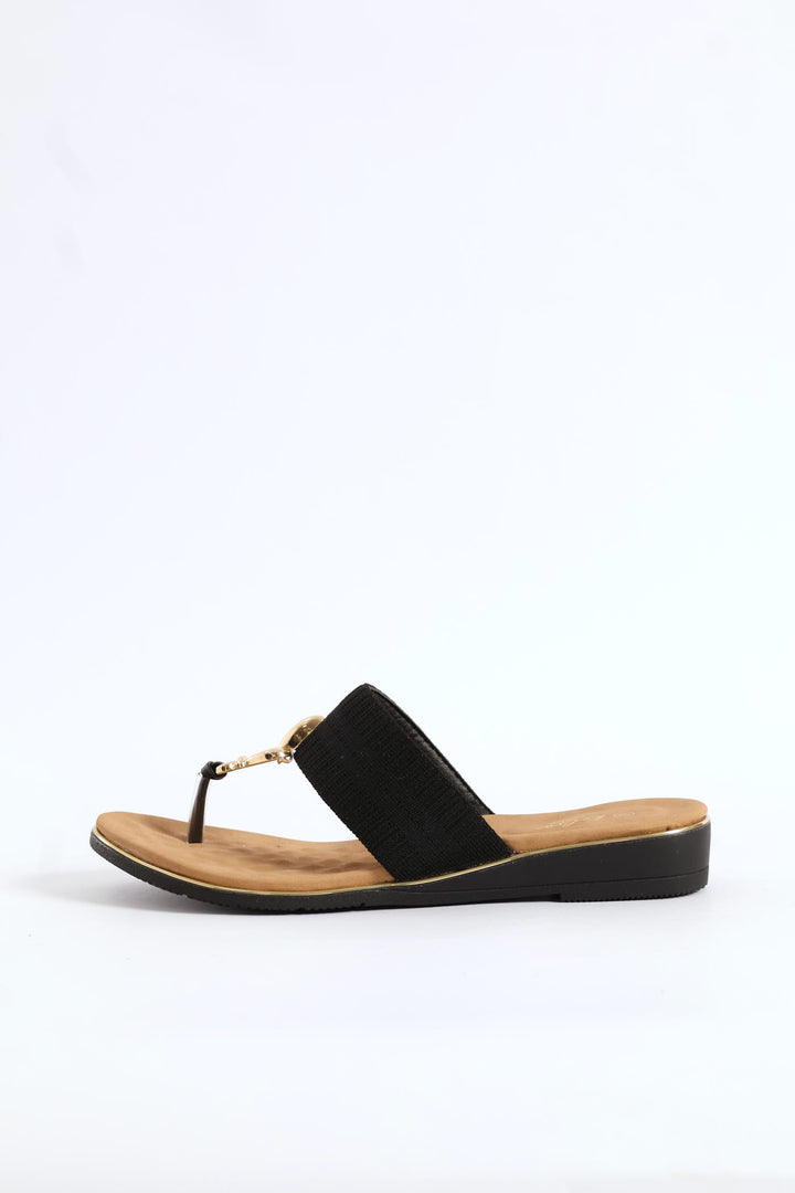 Thong Sandal On Comfort Outsole - Black