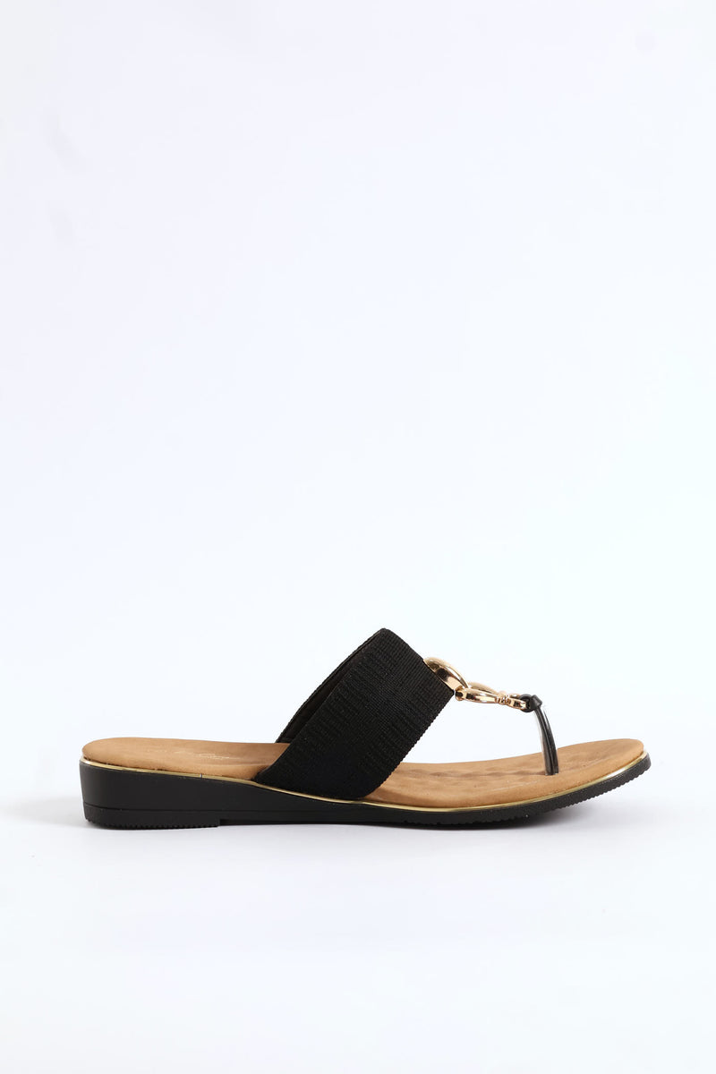 Thong Sandal On Comfort Outsole - Black