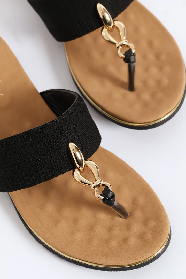 Thong Sandal On Comfort Outsole - Black